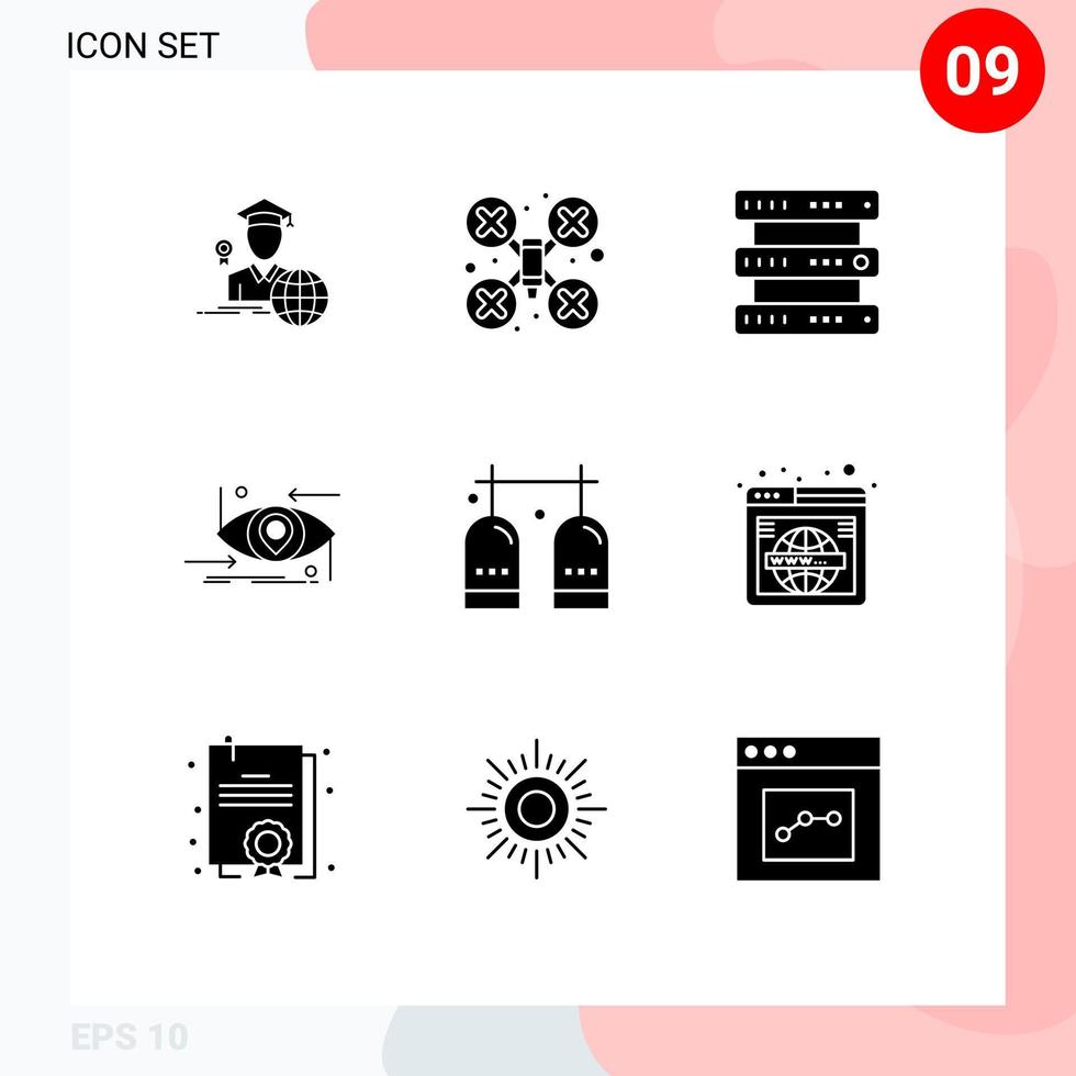 9 Universal Solid Glyph Signs Symbols of activities science database gen advanced Editable Vector Design Elements