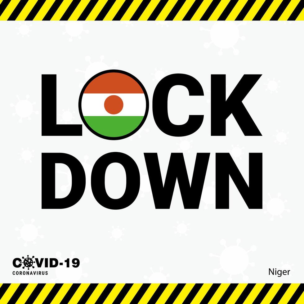 Coronavirus Niger Lock DOwn Typography with country flag Coronavirus pandemic Lock Down Design vector