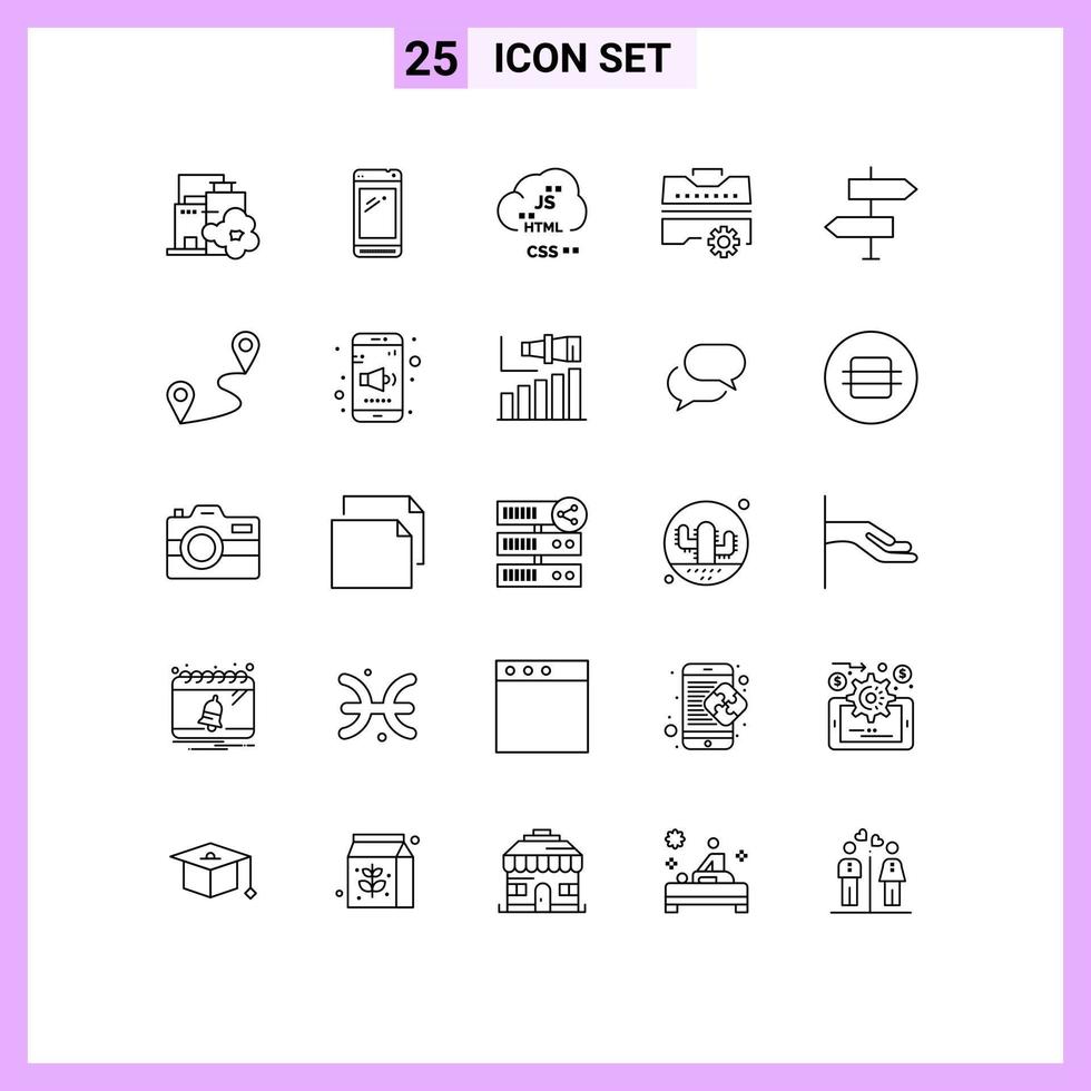 Modern Set of 25 Lines and symbols such as tools set power bank construction develop Editable Vector Design Elements