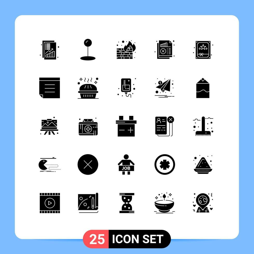 Pack of 25 creative Solid Glyphs of box statistics firewall monitoring analysis Editable Vector Design Elements