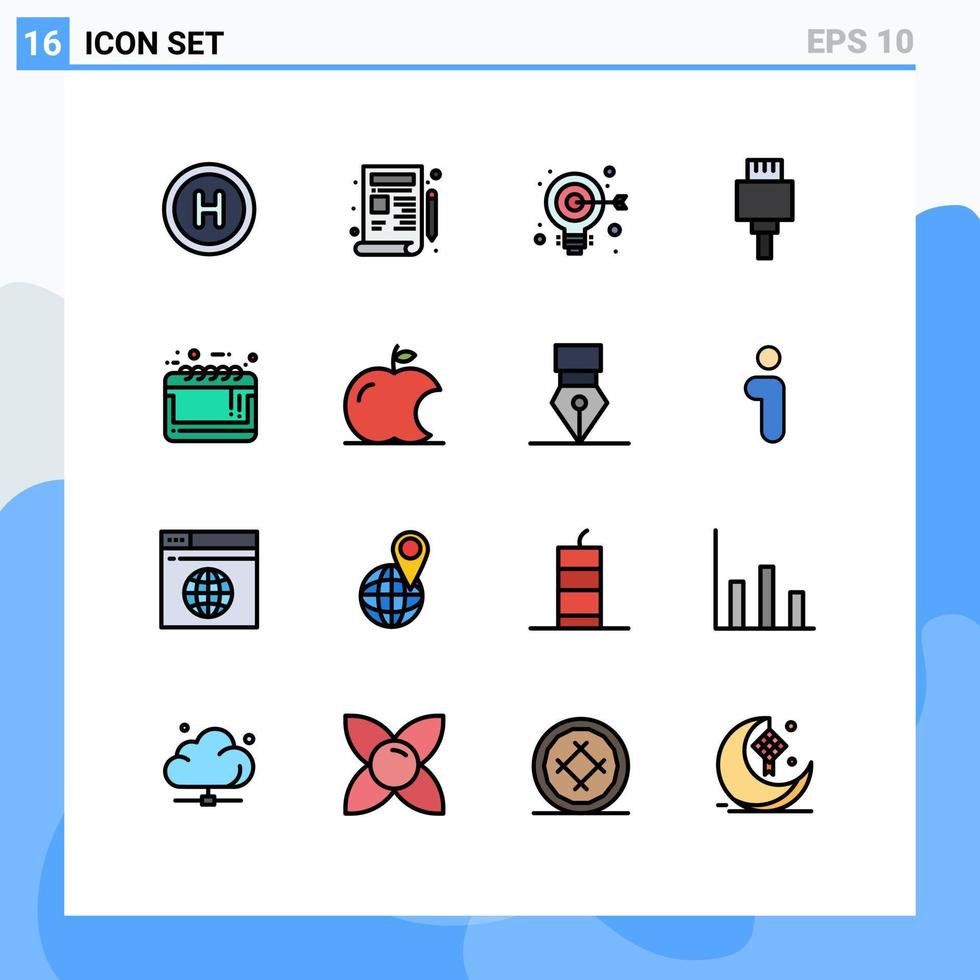 16 Universal Flat Color Filled Line Signs Symbols of sale advertisement big sale target calendar devices Editable Creative Vector Design Elements