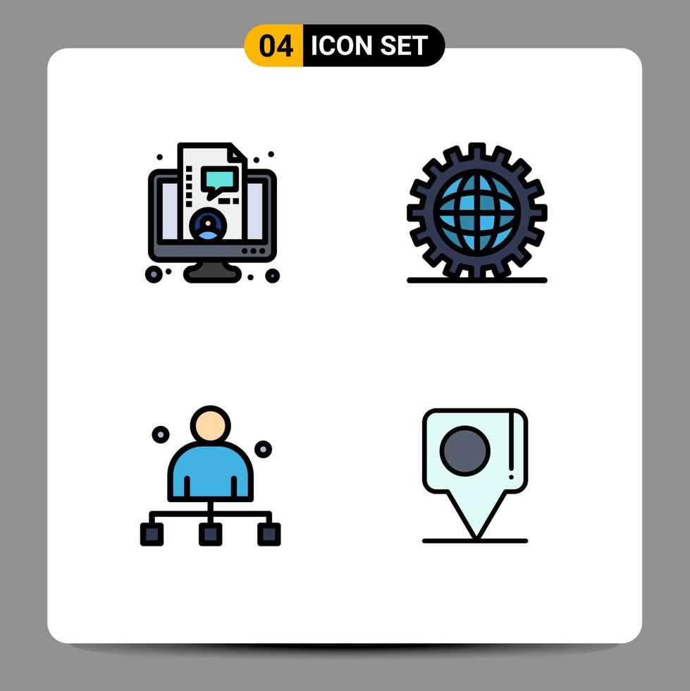 Set of 4 Vector Filledline Flat Colors on Grid for business boss live development chief Editable Vector Design Elements
