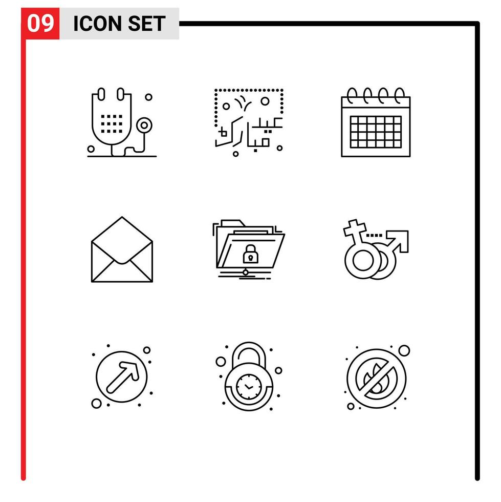 9 Creative Icons Modern Signs and Symbols of message email lettering sms schedule Editable Vector Design Elements