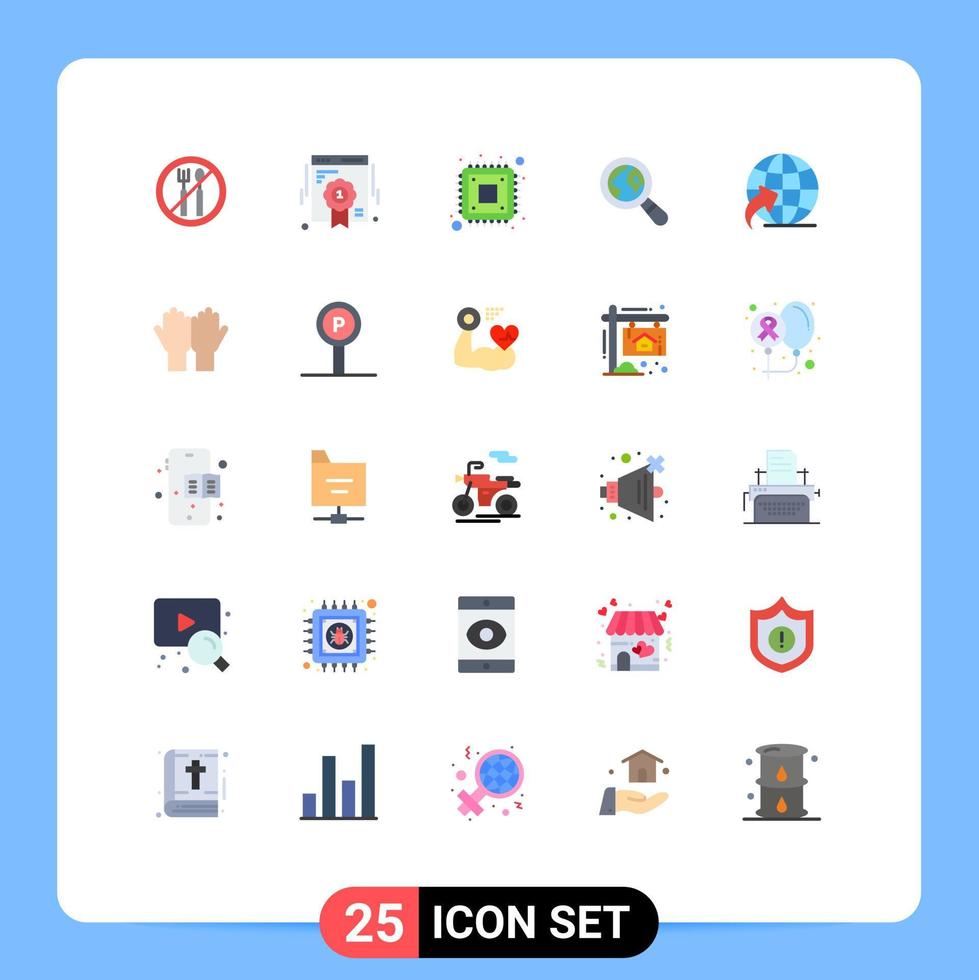 Modern Set of 25 Flat Colors Pictograph of muslim globe cpu arrow lost Editable Vector Design Elements