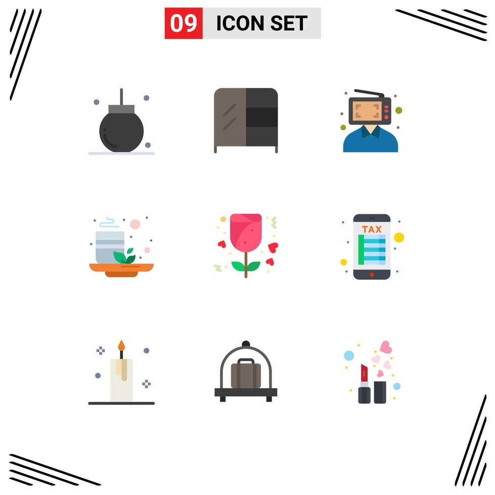 9 Flat Color concept for Websites Mobile and Apps gift tea content green marketing Editable Vector Design Elements