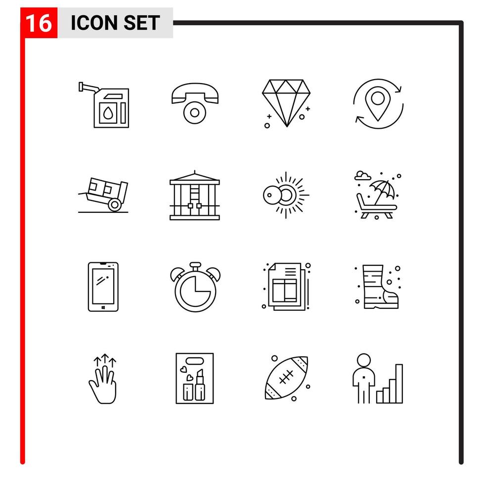 Stock Vector Icon Pack of 16 Line Signs and Symbols for logistic delivery canada pin map Editable Vector Design Elements