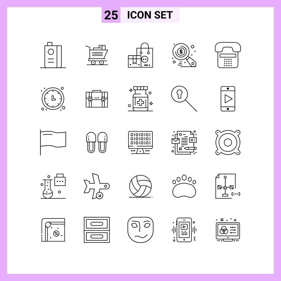 25 iconos en estilo de línea símbolos de contorno sobre fondo blanco signos vectoriales creativos para web móvil e imprimir fondo de vector de icono negro creativo