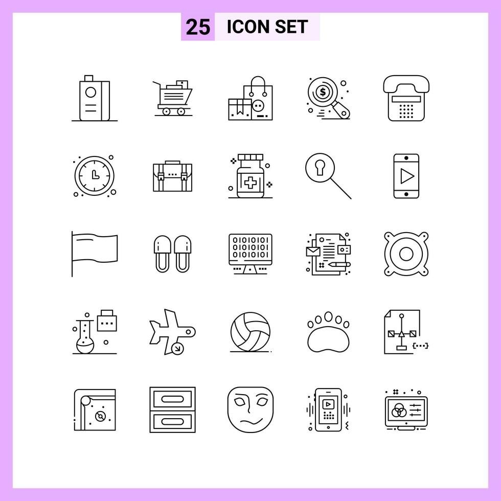 25 Icons in Line Style Outline Symbols on White Background Creative Vector Signs for Web mobile and Print Creative Black Icon vector background