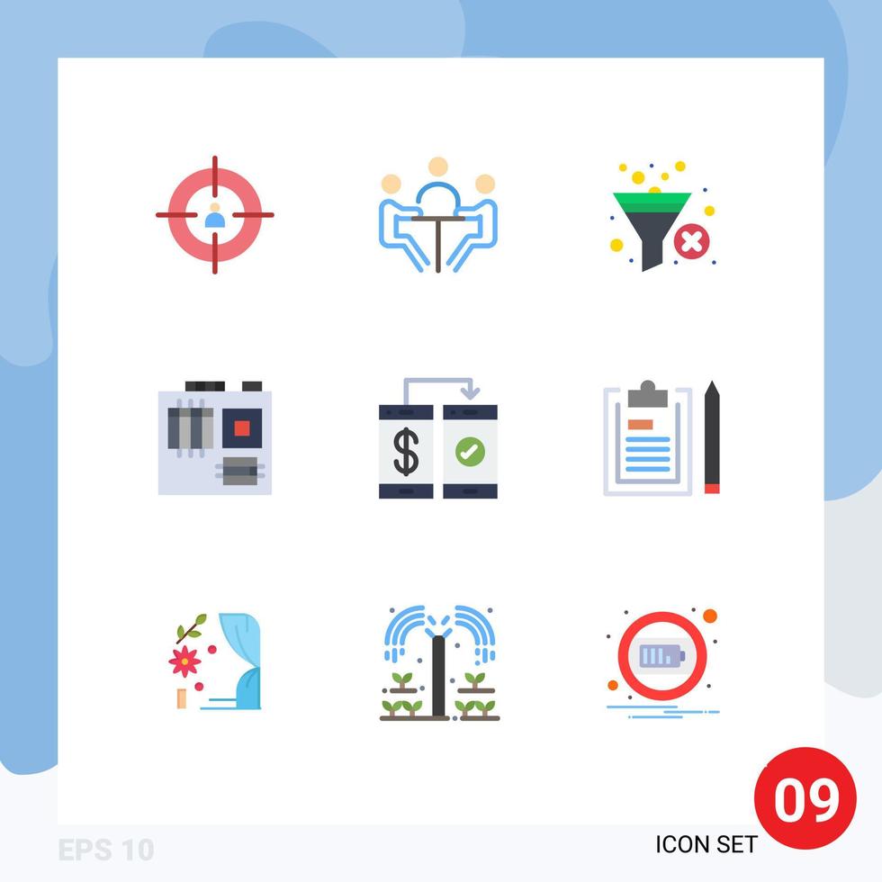 Modern Set of 9 Flat Colors and symbols such as banking hardware discussion computer sort Editable Vector Design Elements