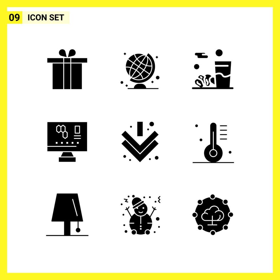 9 Icon Set Simple Solid Symbols Glyph Sign on White Background for Website Design Mobile Applications and Print Media Creative Black Icon vector background