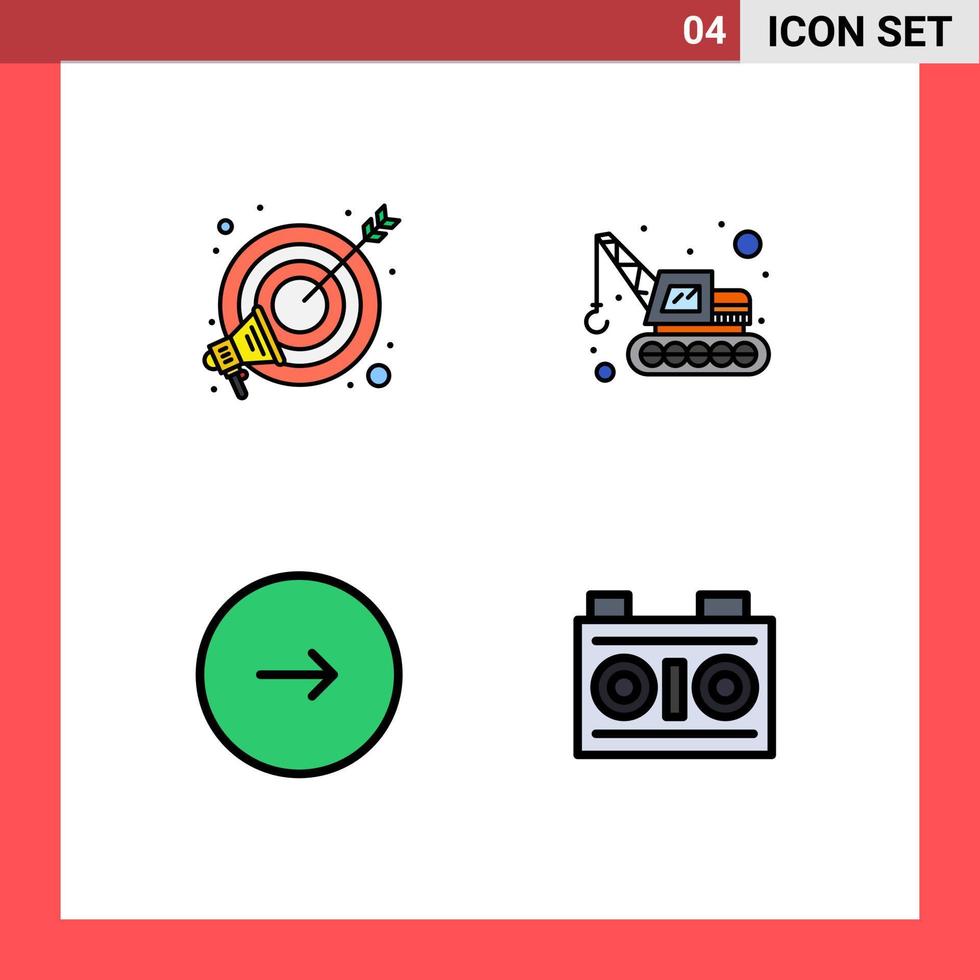 Universal Icon Symbols Group of 4 Modern Filledline Flat Colors of goal multimedia marketing transport next Editable Vector Design Elements