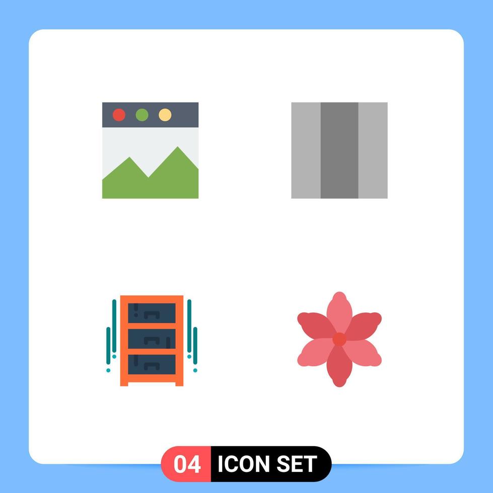 Set of 4 Vector Flat Icons on Grid for analytics wardrobe grid furniture nature Editable Vector Design Elements