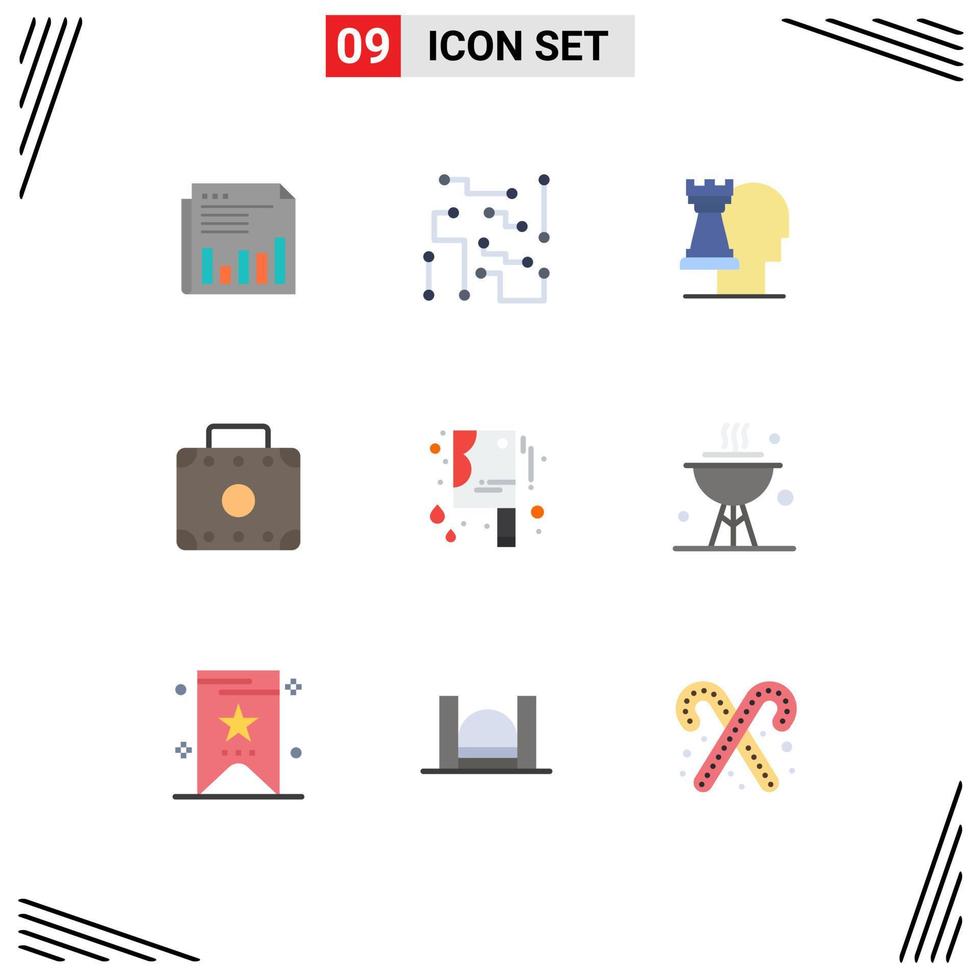 Set of 9 Modern UI Icons Symbols Signs for luggage strategic circuitry modern business Editable Vector Design Elements