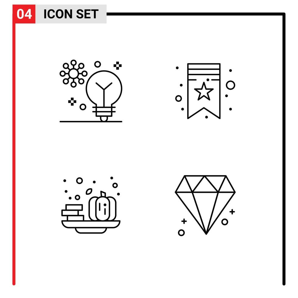 4 Creative Icons Modern Signs and Symbols of artificial intelligence halloween intelligence star vegetable Editable Vector Design Elements