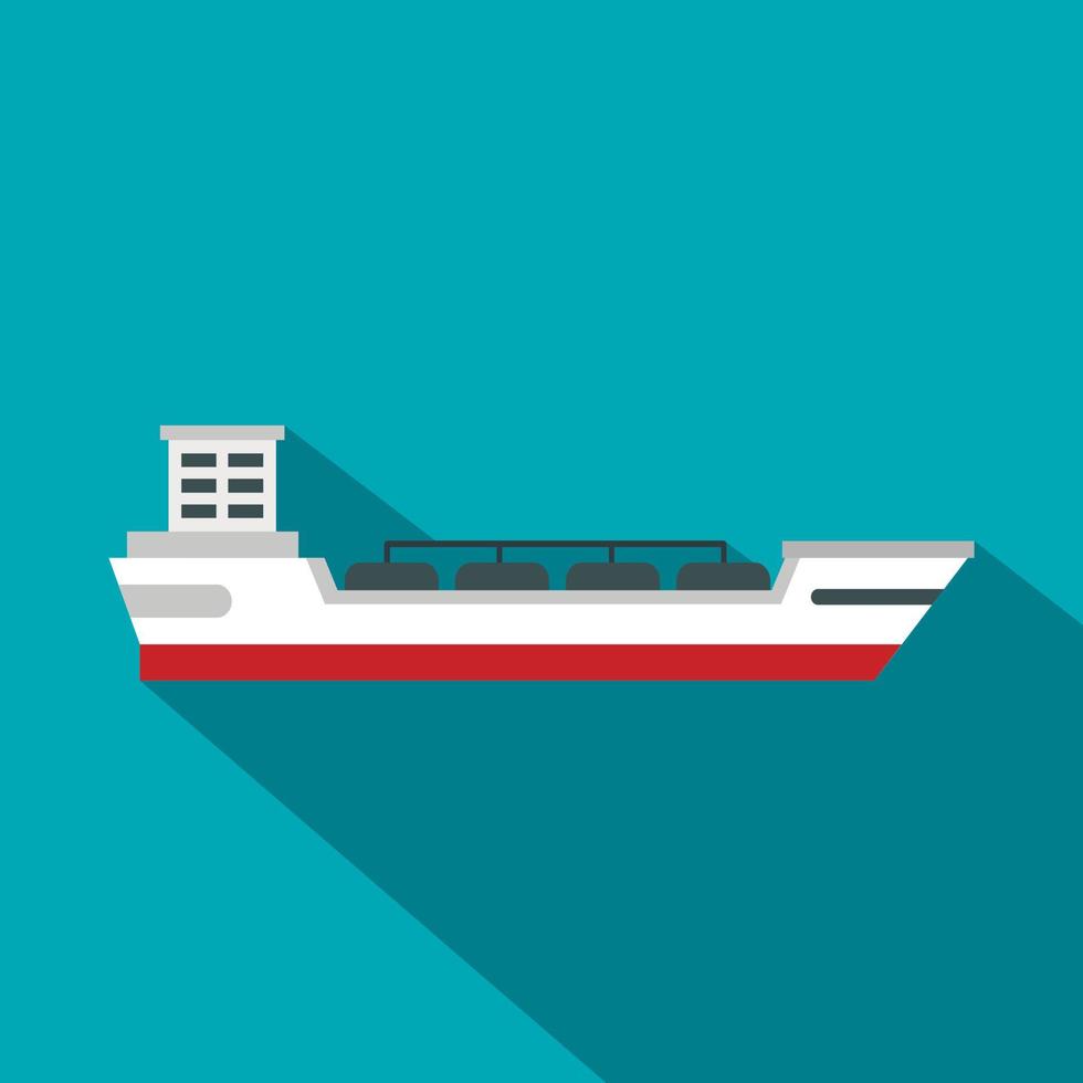 Oil tanker ship icon, flat style vector