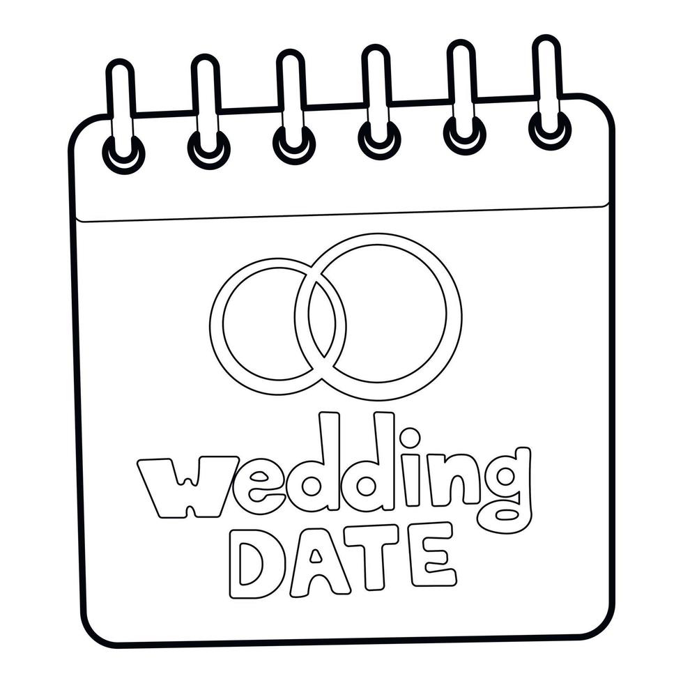 Wedding date icon, outline style vector