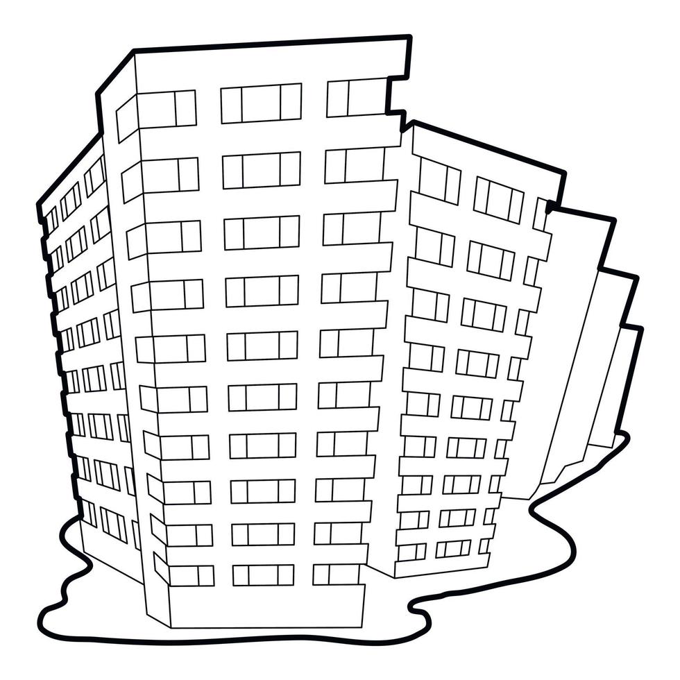 Building icon, outline style vector