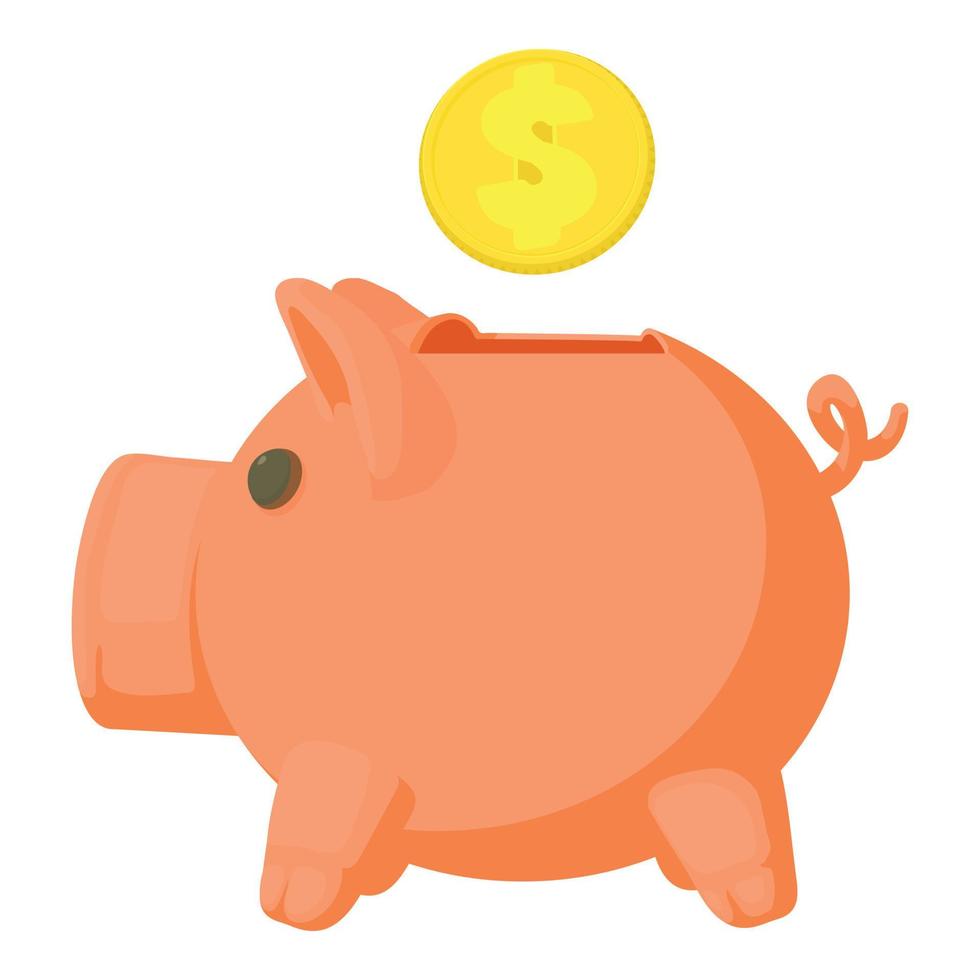 Money box icon, cartoon style vector