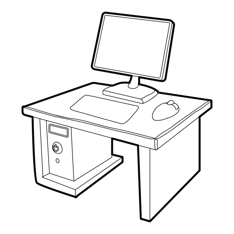 Desktop with computer icon, isometric 3d style vector