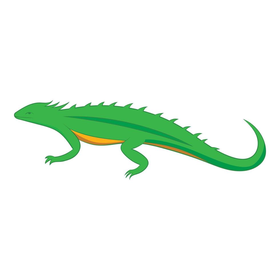 icono de lagarto verde, estilo de dibujos animados vector