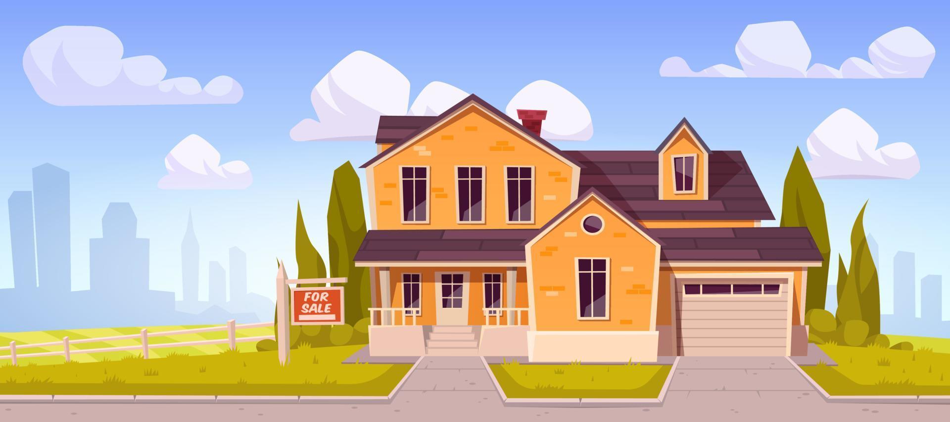 Suburban house with garage for sale vector