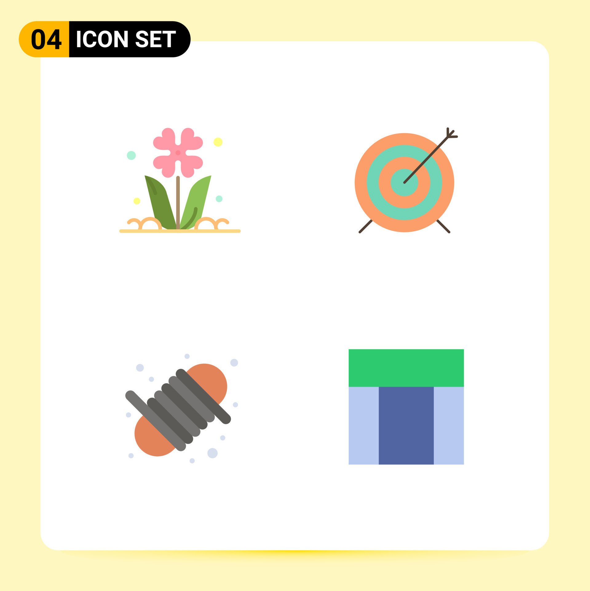 4 Universal Flat Icon Signs Symbols of flora camping nature dart