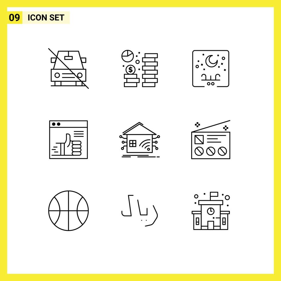 Set of 9 Vector Outlines on Grid for up like economy moon lettering Editable Vector Design Elements