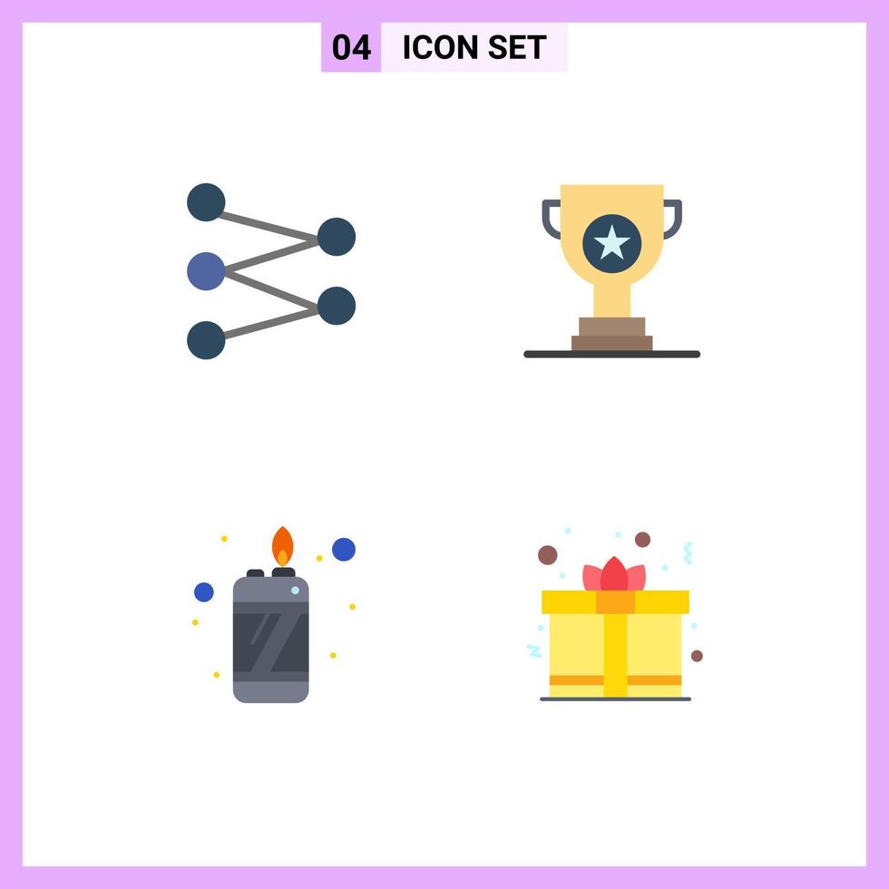 conjunto de 4 iconos de interfaz de usuario modernos signos de símbolos para elementos de diseño de vector editables de caja de regalo de marketing de premio de encendedor de figura