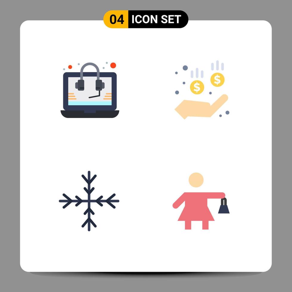Universal Icon Symbols Group of 4 Modern Flat Icons of consulting nature support money shopping Editable Vector Design Elements