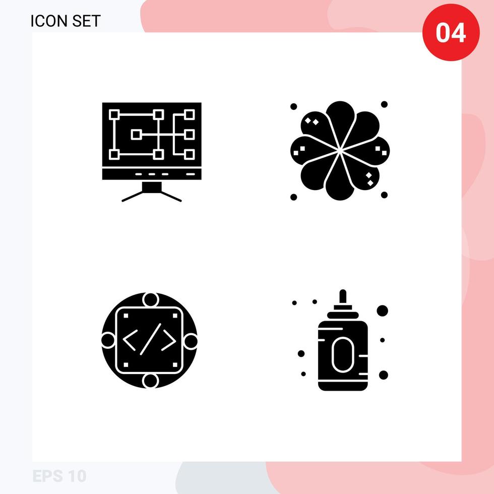 User Interface Solid Glyph Pack of modern Signs and Symbols of computer management plumeria code baby Editable Vector Design Elements