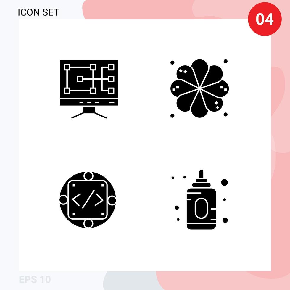 paquete de glifos sólidos de interfaz de usuario de signos y símbolos modernos de gestión de computadoras código plumeria elementos de diseño vectorial editables para bebés vector