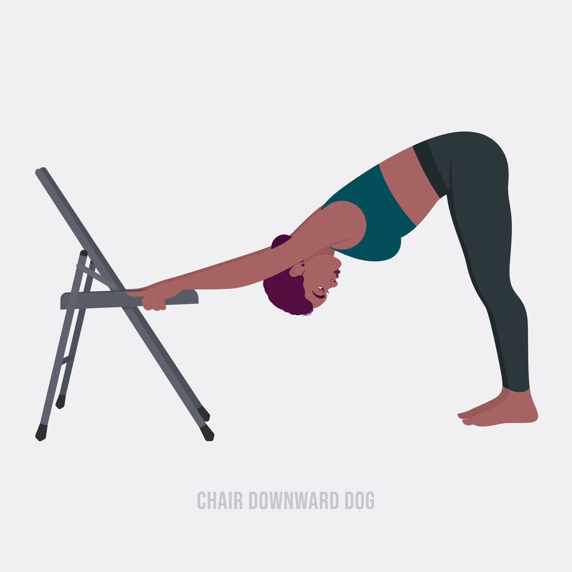 Chair Downward Dog exercise.woman doing fitness and yoga exercises with