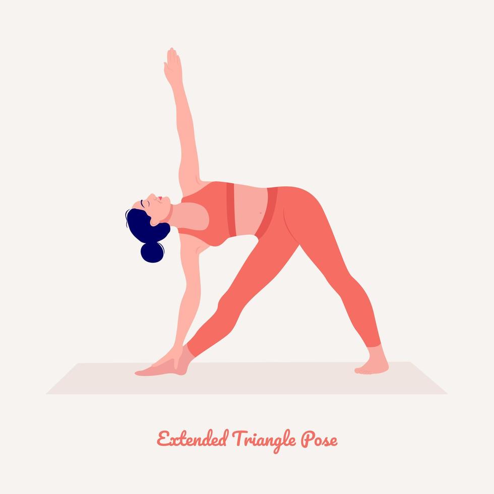 Extended Triangle Pose Yoga pose. Young woman practicing yoga exercise. Woman workout fitness, aerobic and exercises. vector