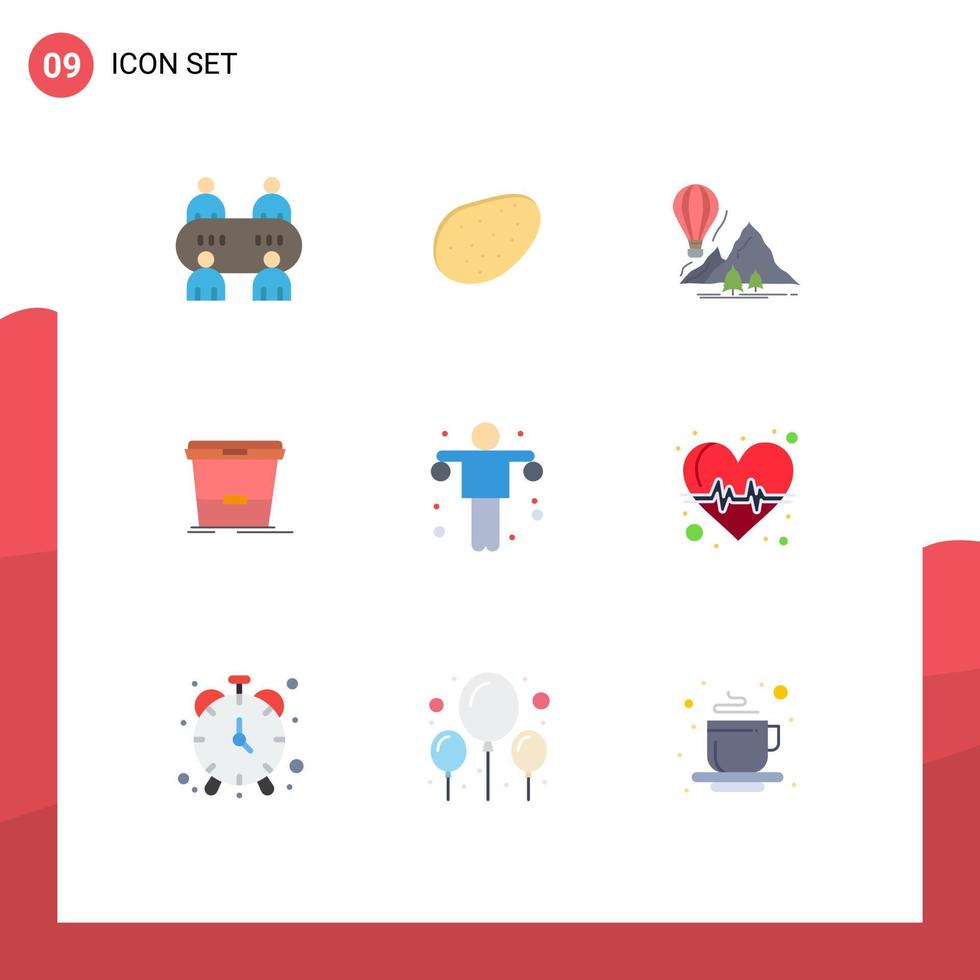 Set of 9 Modern UI Icons Symbols Signs for sport exercise camping dumbbell wash Editable Vector Design Elements