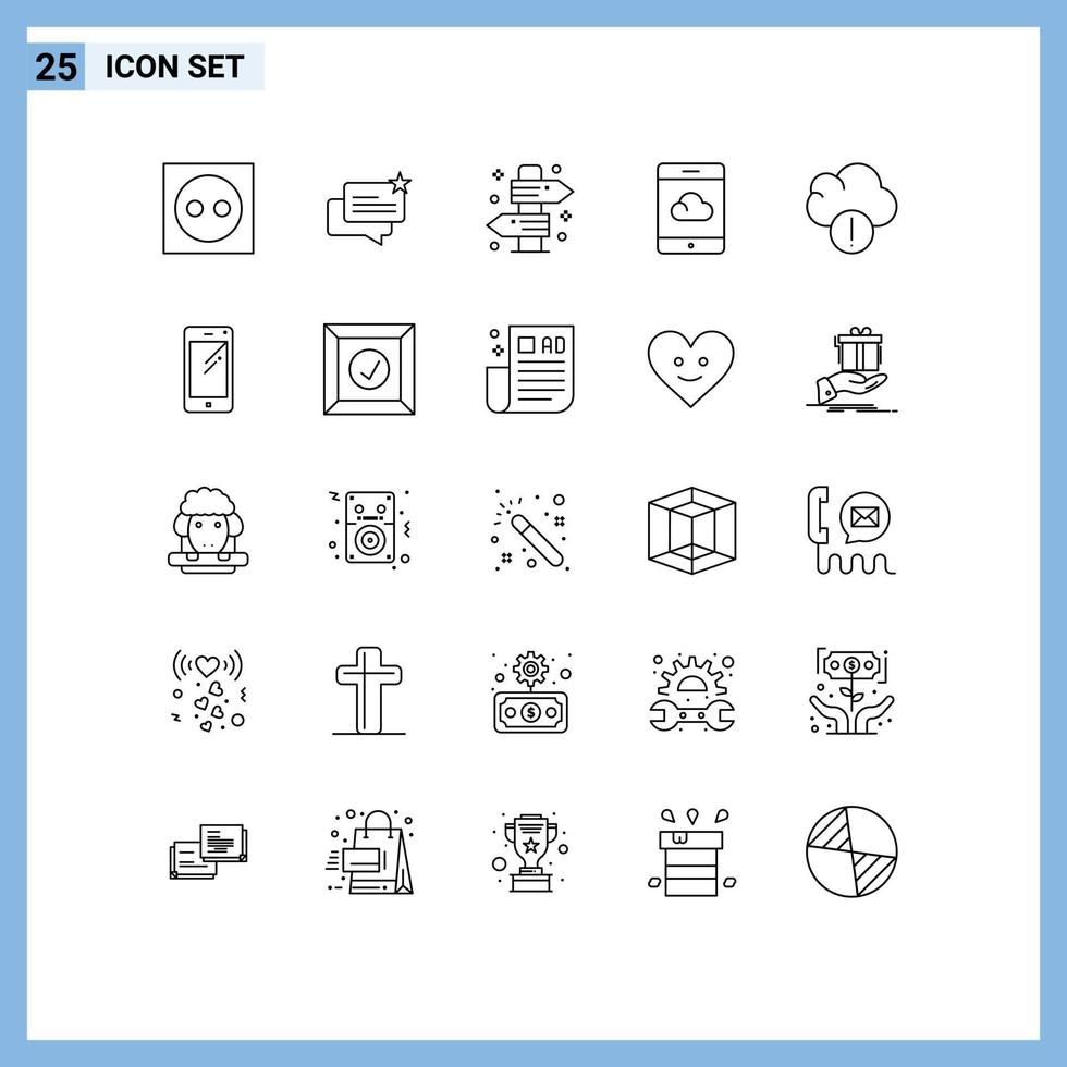 Set of 25 Modern UI Icons Symbols Signs for alert cloud shop backup summer Editable Vector Design Elements