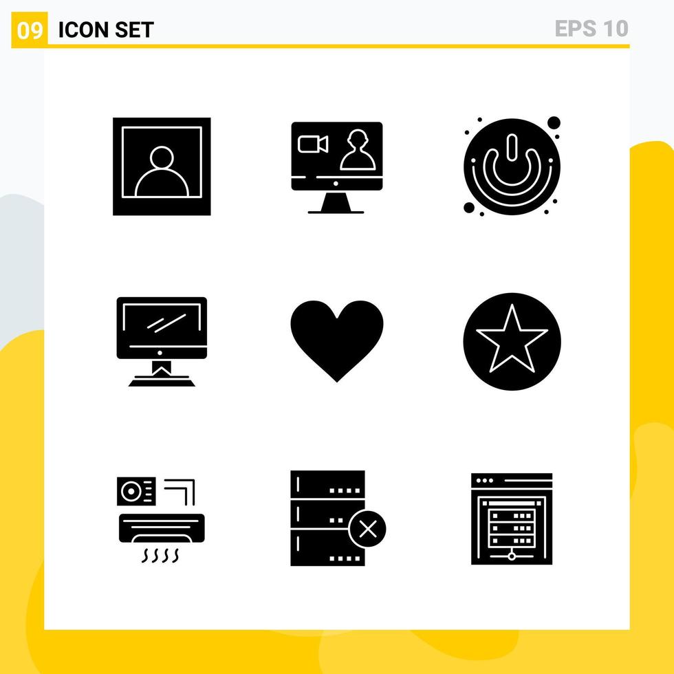 Collection of 9 Universal Solid Icons Icon Set for Web and Mobile Creative Black Icon vector background