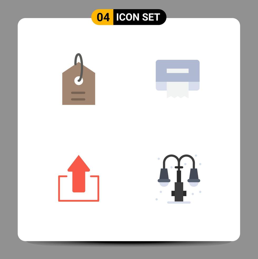 Modern Set of 4 Flat Icons Pictograph of price upload cleaning arrow life Editable Vector Design Elements