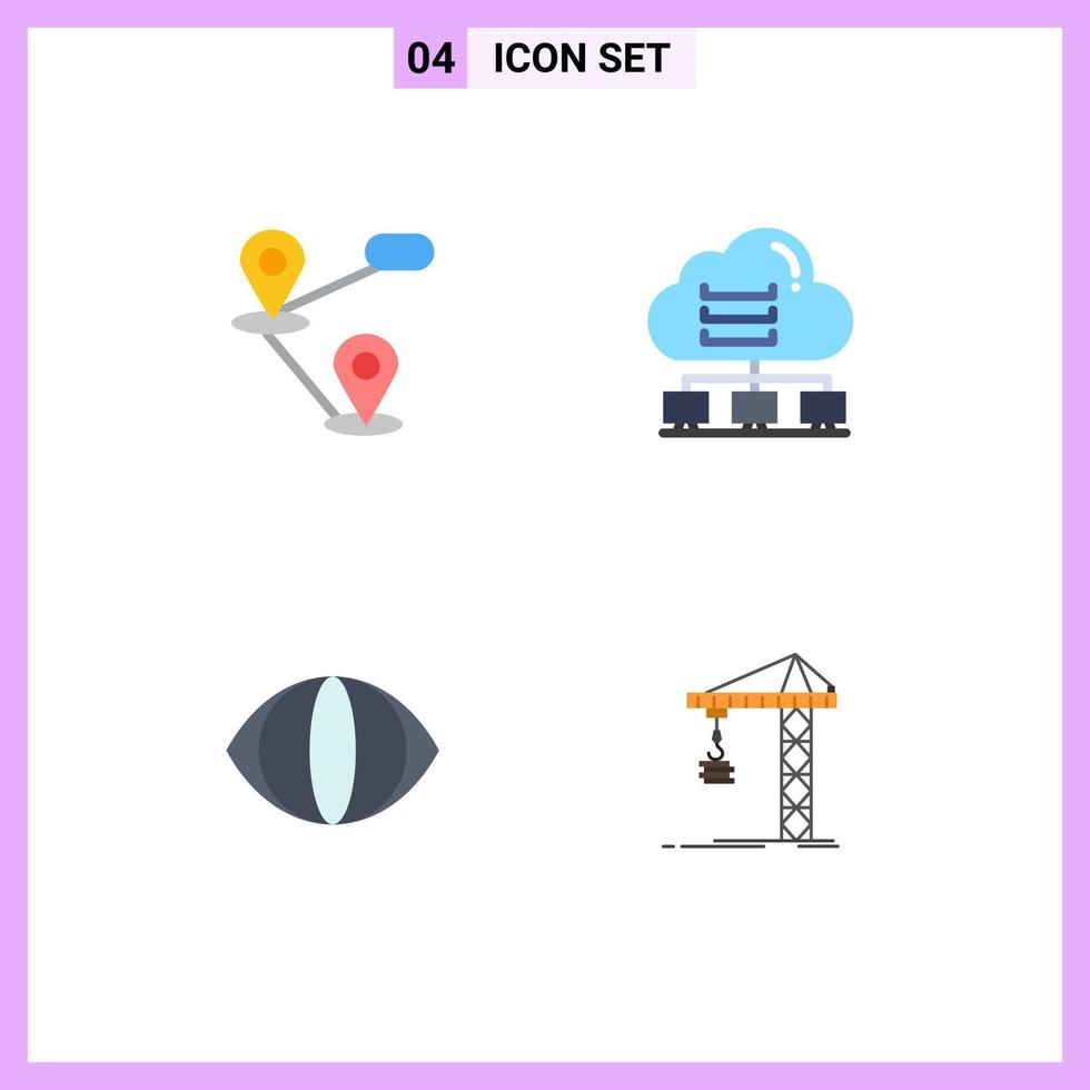 Pictogram Set of 4 Simple Flat Icons of gps face network connect crane Editable Vector Design Elements