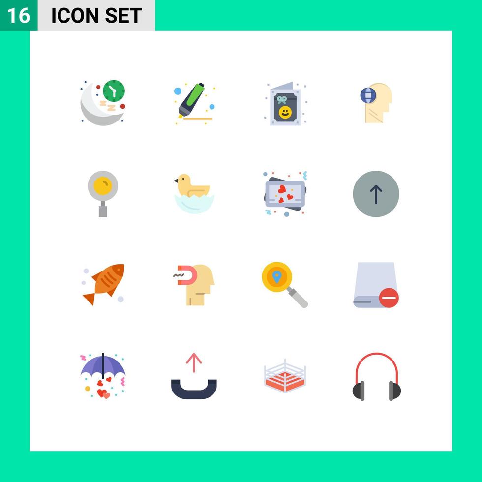 Stock Vector Icon Pack of 16 Line Signs and Symbols for find mind birthday head business Editable Pack of Creative Vector Design Elements