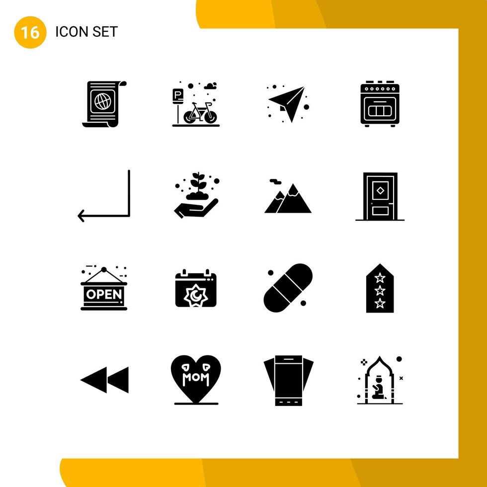 Universal Icon Symbols Group of 16 Modern Solid Glyphs of arrow baking oven road baking send Editable Vector Design Elements