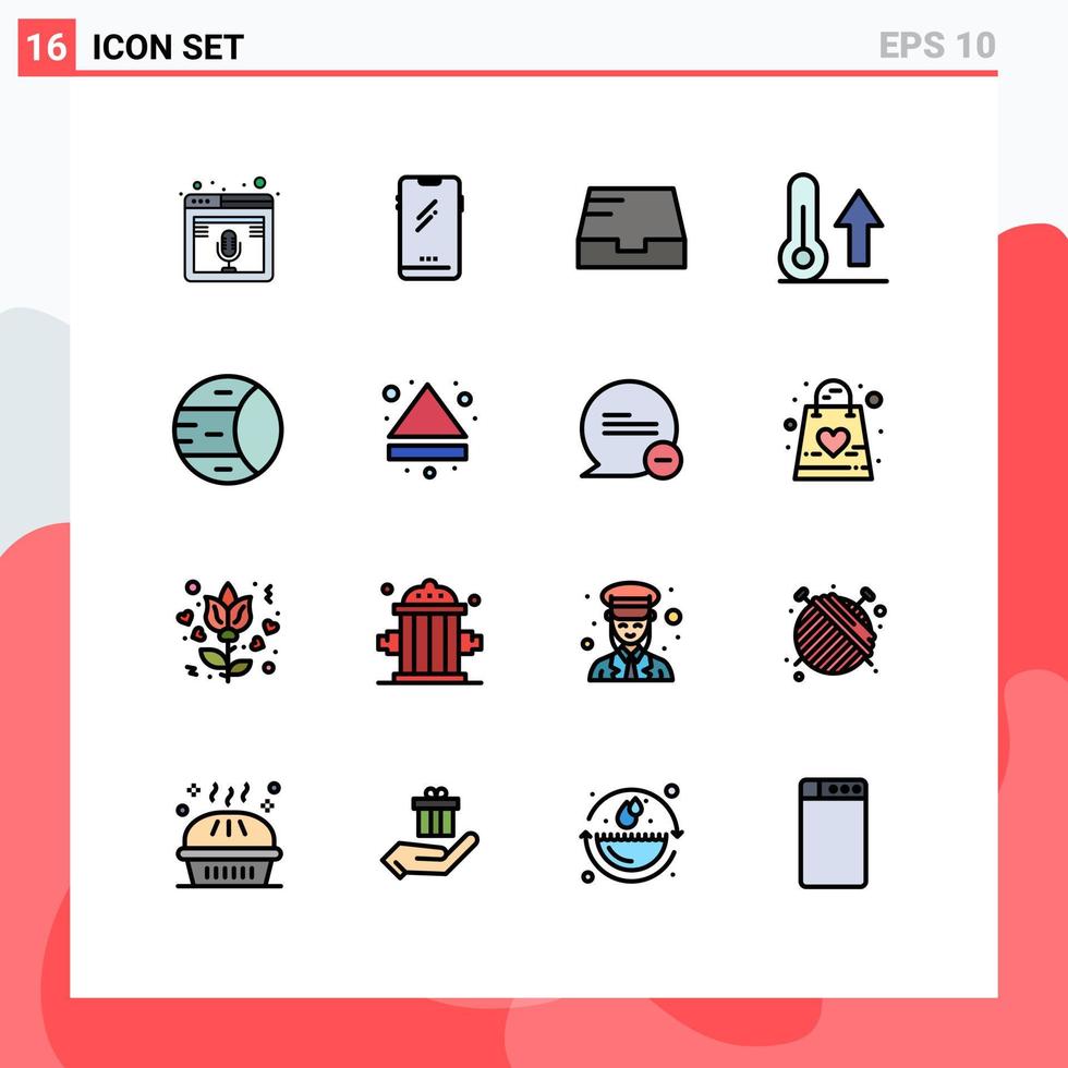 conjunto de 16 iconos de interfaz de usuario modernos símbolos signos para el clima naturaleza android meteorología buzón elementos de diseño de vectores creativos editables