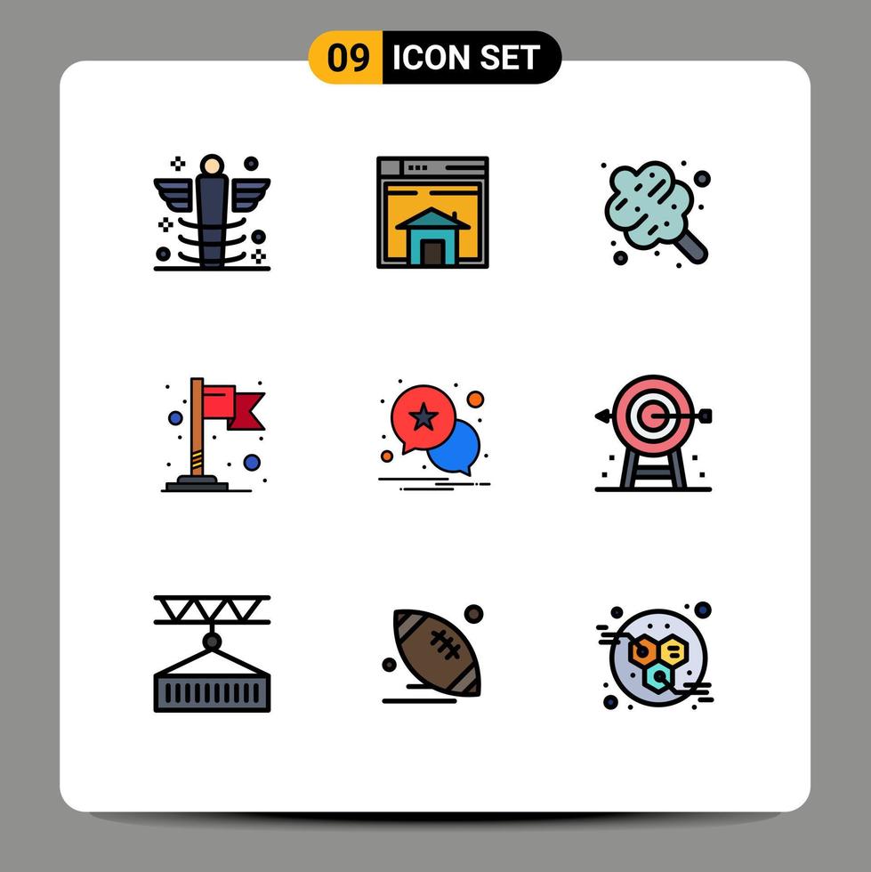 9 Filledline Flat Color concept for Websites Mobile and Apps map flag layout sweets dessert Editable Vector Design Elements