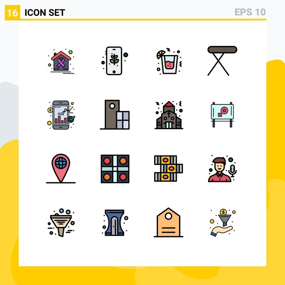 Set of 16 Modern UI Icons Symbols Signs for market table safe iron appliances Editable Creative Vector Design Elements