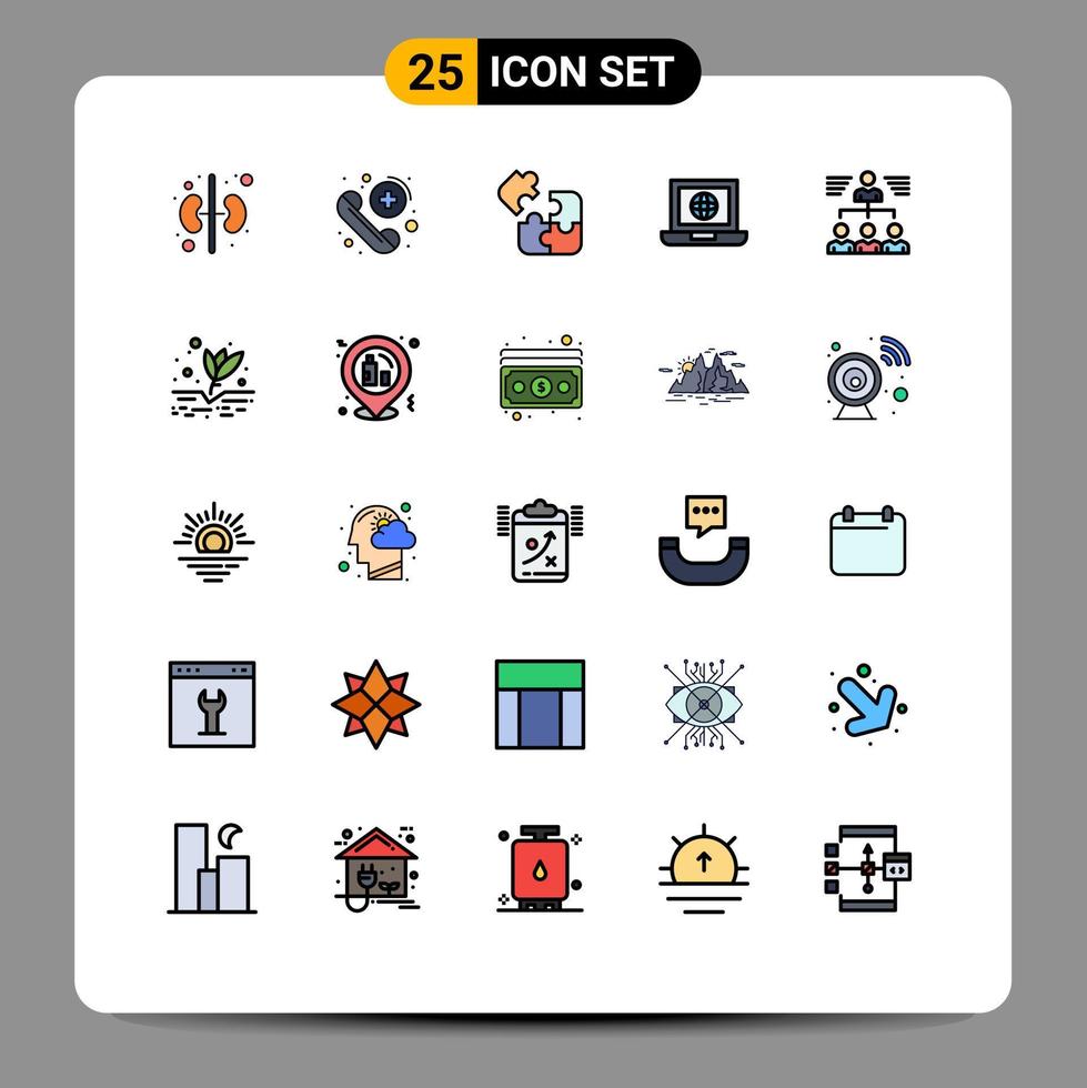 25 Creative Icons Modern Signs and Symbols of team internet game globe laptop Editable Vector Design Elements