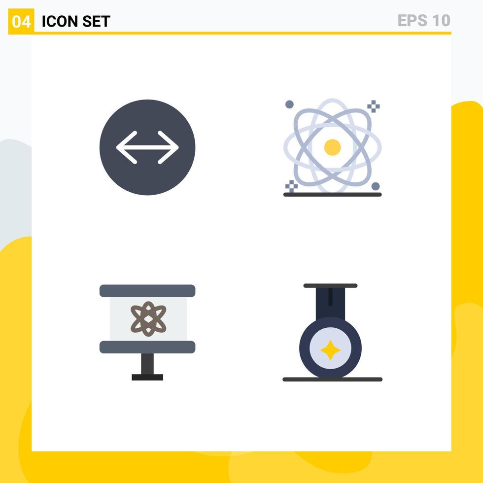 Set of 4 Modern UI Icons Symbols Signs for horizontal swipe board atom nuclear space Editable Vector Design Elements