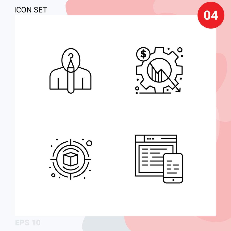 Line Pack of 4 Universal Symbols of anonymous setting authorship business creative Editable Vector Design Elements