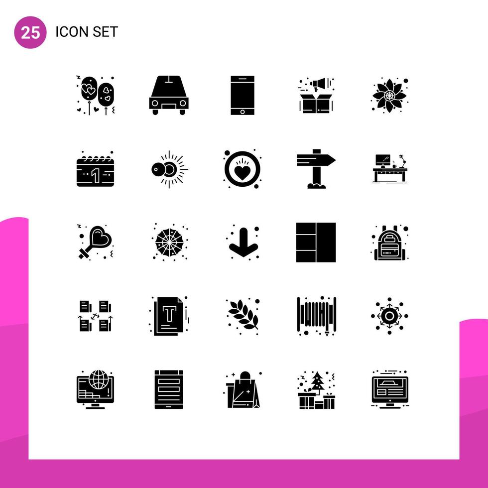 Set of 25 Modern UI Icons Symbols Signs for rangoli decoration device box marketing Editable Vector Design Elements