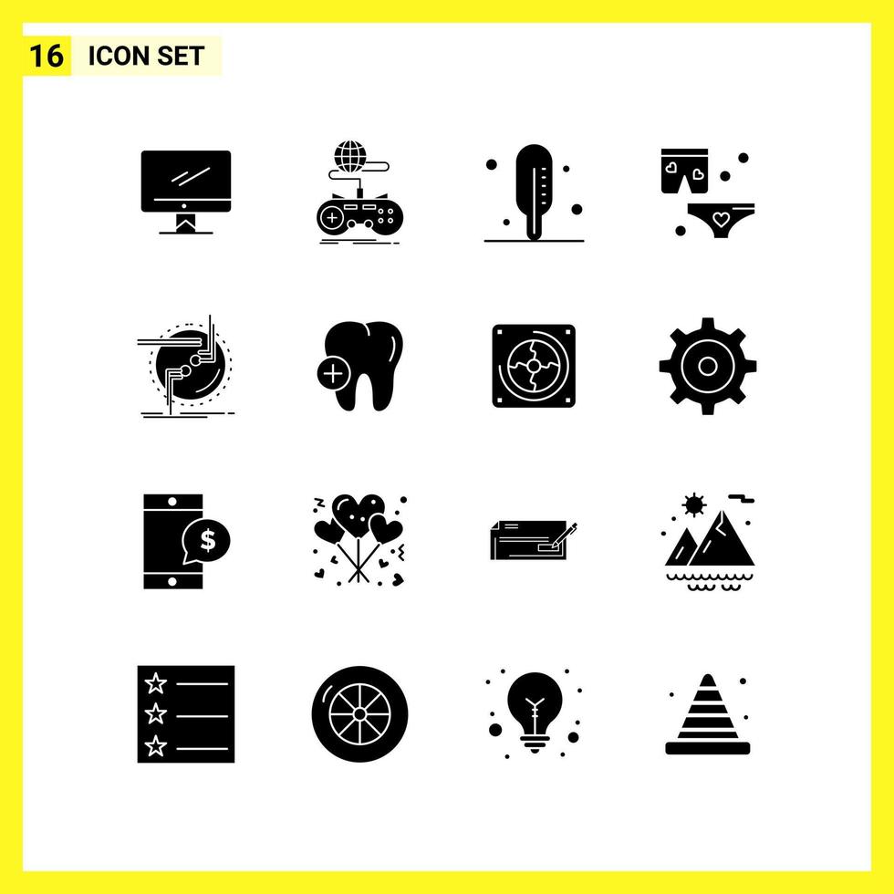 16 Icon Set Simple Solid Symbols Glyph Sign on White Background for Website Design Mobile Applications and Print Media vector