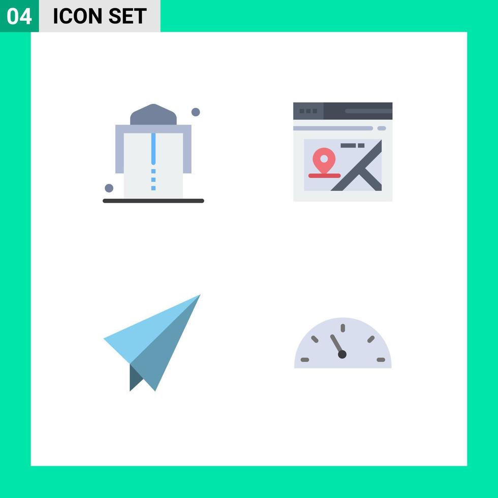 4 Universal Flat Icon Signs Symbols of belt plane web map performance Editable Vector Design Elements