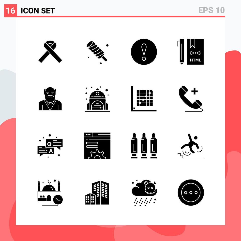 colección de 16 iconos vectoriales en estilo sólido símbolos de glifos modernos para web y móvil signo de icono sólido aislado en fondo blanco 16 iconos fondo de vector de icono negro creativo